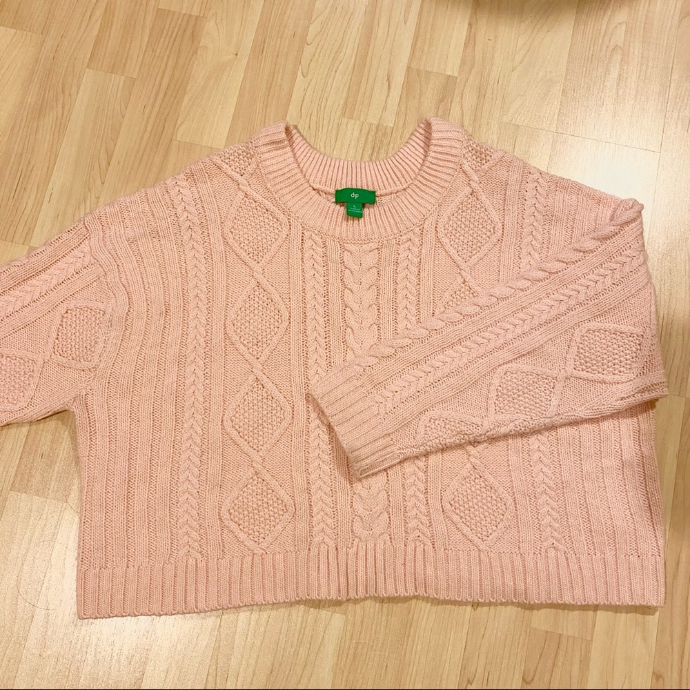 Pink Chunky Cropped Sweater